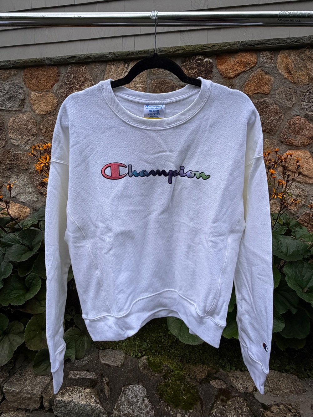 soulcycle White Crewneck Sweatshirt with Multicolor Script Logo